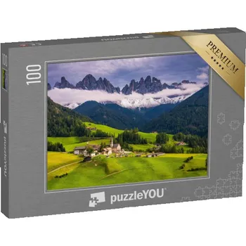 Puzzle puzzle 100 dílků „Obec St. Magdalena v údolí Val di Funes, Dolomity, Itálie“