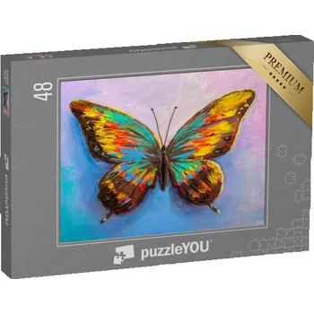 Puzzle puzzle 48 dílků „Motýl, olejomalba“