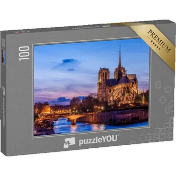 Puzzle puzzle 100 dílků „Katedrála Notre Dame de Paris v noci, Paříž, Francie“