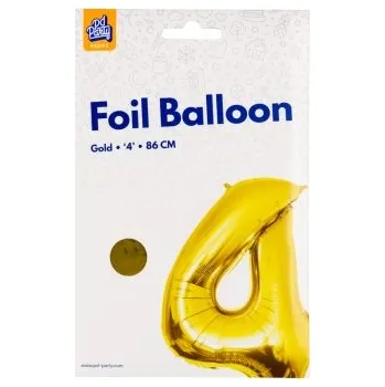 Balónek PD Party Fóliový balónek č. 4 zlatá, 86 cm