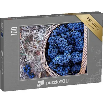 Puzzle puzzle 100 dílků „Sklizeň hroznů, tmavé hrozny v košíku“