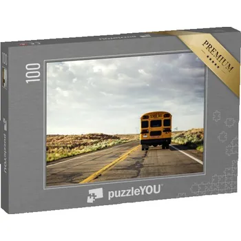 Puzzle puzzle 100 dílků „Žlutý školní autobus na silnici, USA“