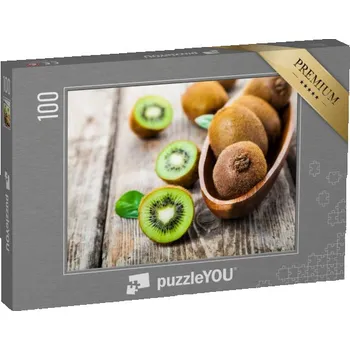 Puzzle puzzle 100 dílků „Zralé kiwi v dřevěné misce“