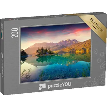 Puzzle puzzle 200 dílků „Východ slunce u Eibsee, německé Alpy“