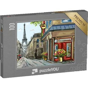 Puzzle puzzle 100 dílků „Malá ulice v Paříži, ilustrace“