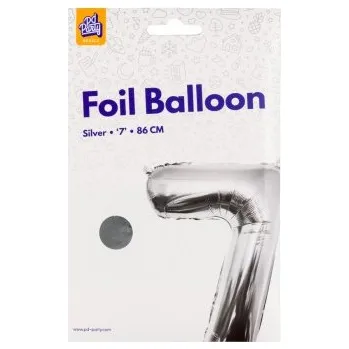 Balónek PD Party Fóliový balónek č. 7 stříbrná, 86 cm