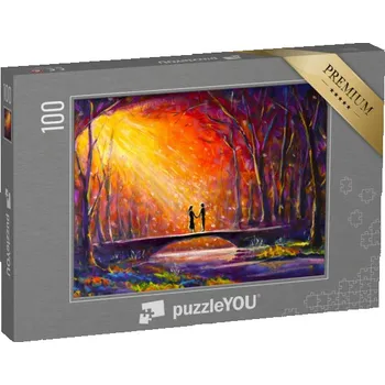 Puzzle puzzle 100 dílků „Milenci na mostě, olejomalba“