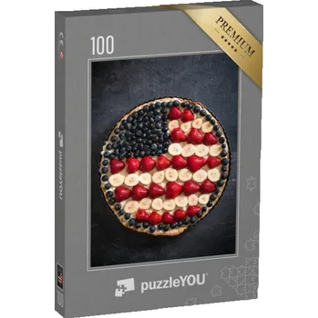 Puzzle puzzle 100 dílků „Lahodný ovocný dort zdobený americkou vlajkou“