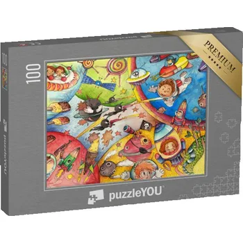 Puzzle puzzle 100 dílků „Mezihvězdný svět očima dětí, akvarel“