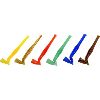 Čistič dýmky Šlukovka skleněná, zalomená, barevná