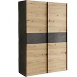 Šatní skříň ZUBARA s posuvnými dveřmi, dub artisan/šedá, 5 let záruka + 4x OVĚŘENO zákazníky + vyzvednutí ZDARMA