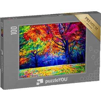 Puzzle puzzle 100 dílků „Strom, olejomalba na plátně“