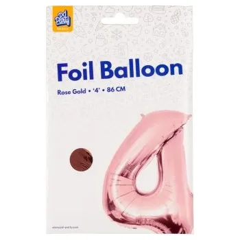Balónek PD Party Fóliový balónek č. 4 zlatá růžová, 86 cm