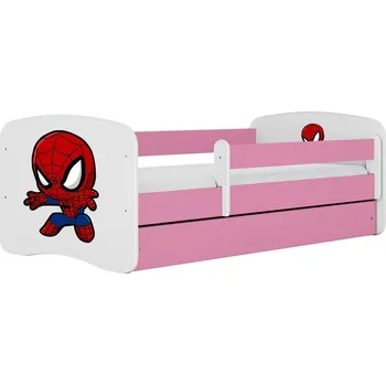 Dětská postel Dětská postel Babydreams Spiderman růžová, varianta 70x140, se šuplíky, s matrací