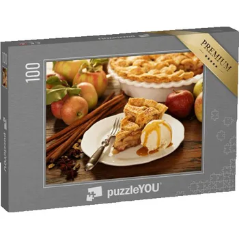 Puzzle puzzle 100 dílků „Lahodná pochoutka, čerstvý jablečný koláč s vanilkovou zmrzlinou“