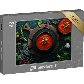 Puzzle puzzle 48 dílků „Čerstvé gaspacho, studená polévka ze Španělska“