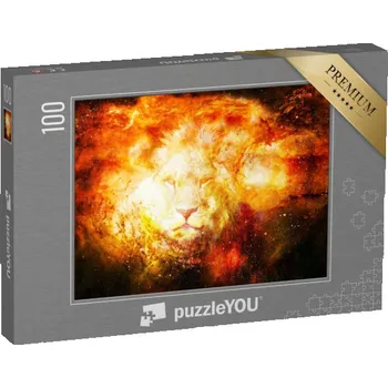 Puzzle puzzle 100 dílků „Digitální umění, tygří hlava ve vesmírném prostoru“