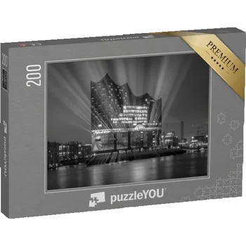Puzzle puzzle 200 dílků „Panorama hamburského přístavu v noci, Německo“