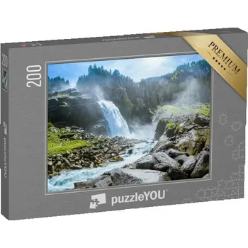 Puzzle puzzle 200 dílků „Krimmlské vodopády, Národní park Vysoké Taury, Salcbursko, Rakousko“