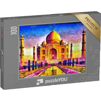 Puzzle puzzle 100 dílků „Tádž Mahal, barevná architektura, olejomalba“
