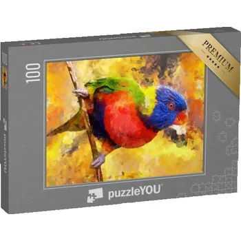Puzzle puzzle 100 dílků „Olejomalba duhy, papoušek Lorikeet“
