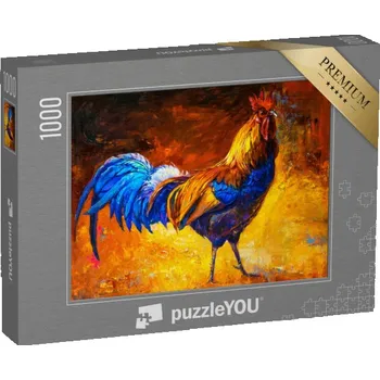 Puzzle puzzle „Barevný kohout, moderní impresionismus, olejomalba“
