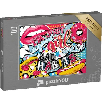 Puzzle puzzle 100 dílků „Pop Art, jsem jen hodná holka se špatnými návyky“
