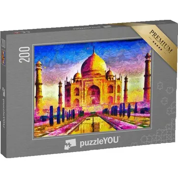 Puzzle puzzle 200 dílků „Tádž Mahal, barevná architektura, olejomalba“