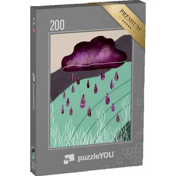 Puzzle puzzle 200 dílků „Mrak s dešťovými kapkami, abastraktní ilustrace“