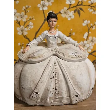 Šperkovnice Béžová antik šperkovnice dáma v šatech - 20*16*21 cm