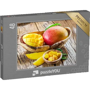 Puzzle puzzle 48 dílků „Ovoce mango a kostky manga, tropické ovoce“