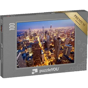 Puzzle puzzle 100 dílků „Chicago z ptačí perspektivy, USA“