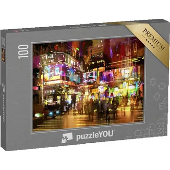 Puzzle puzzle 100 dílků „Noční život ve městě, ilustrace“