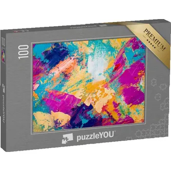 Puzzle puzzle 100 dílků „Ručně kreslená olejomalba, abstraktní umění“
