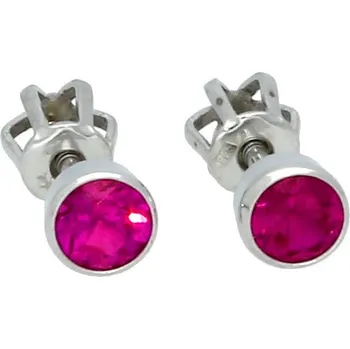Náušnice Goldstore Stříbrné náušnice pecky s rubíny Červená