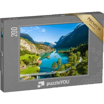 Puzzle puzzle 200 dílků „Zelené jezero v Norsku“