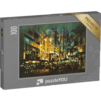 Puzzle puzzle 100 dílků „Noční scéna městské krajiny, ilustrace“