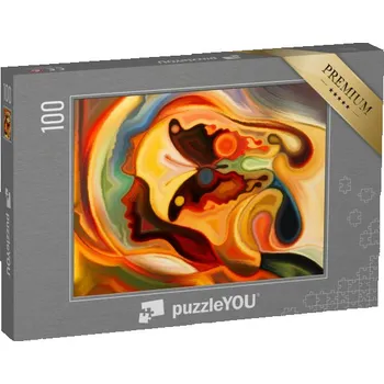 Puzzle puzzle 100 dílků „Fantazie s tváří a motýlem, ilustrace“