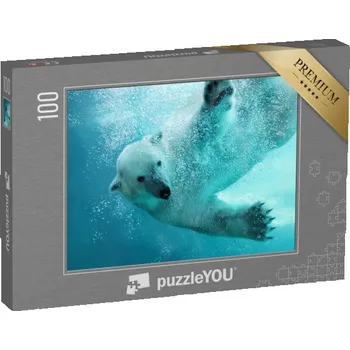 Puzzle puzzle 100 dílků „Lední medvěd útočí pod vodou“