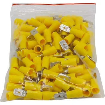 Síťový kabel Faston-konektor 6,3mm žlutý pro kabel 4-6mm2, balení 100ks