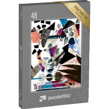 Puzzle puzzle 48 dílků „Abstraktní koláž s geometrickými prvky“