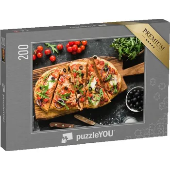 Puzzle puzzle 200 dílků „Pizza z plochého chleba zdobená čerstvou rukolou“