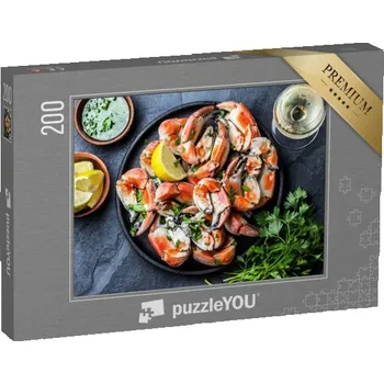 Puzzle puzzle 200 dílků „Mořské plody, bylinková omáčka a bílé víno“