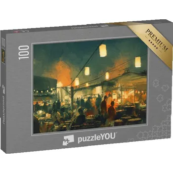 Puzzle puzzle 100 dílků „Noční život, digitální malba“