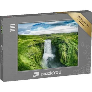 Puzzle puzzle 100 dílků „Vodopád Skogafoss uprostřed přírody, Island“