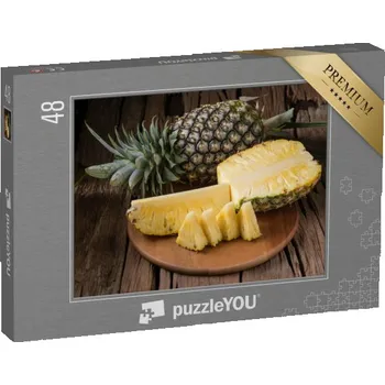 Puzzle puzzle 48 dílků „Lahodný zralý ananas, čerstvě nakrájený na plátky“
