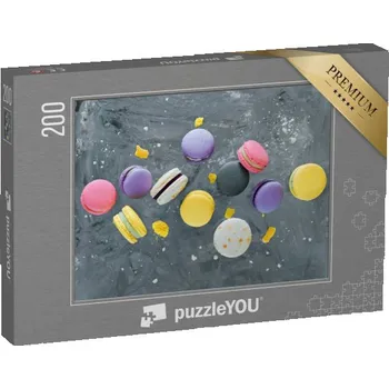 Puzzle puzzle 200 dílků „Barevné makronky padají volným pádem“