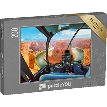 Puzzle puzzle 200 dílků „Přelet vrtulníkem nad podkovovitým ohybem řeky Colorado v Arizoně“
