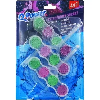 WC čistič Q-Power Tuhý WC závěs Ostružinový sorbet 3 ks