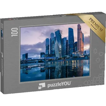 Puzzle puzzle 100 dílků „Mrakodrapy v Moskvě: Panorama centra města, Rusko“